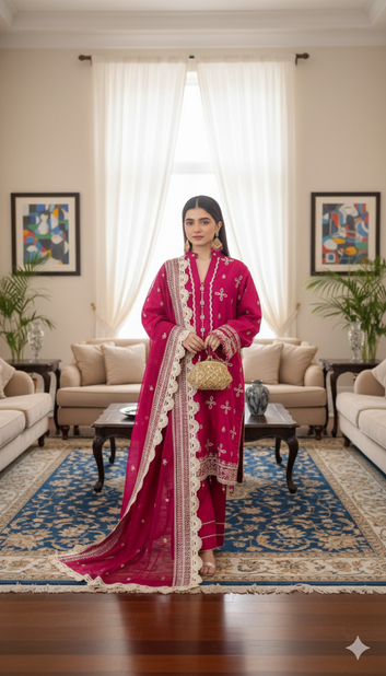 Saadia Ahmed LWSU-25FE301 Embroidered Cotton Silk