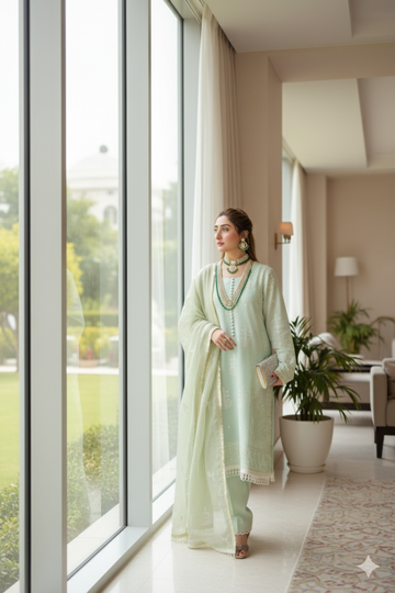 Saadia Ahmed LWSU-25FE307 Embroidered Messuri