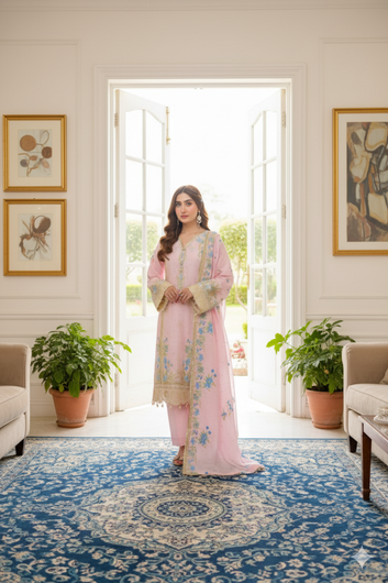 Saadia Ahmed LWSU-25FE308 Embroidered Swiss Cotton