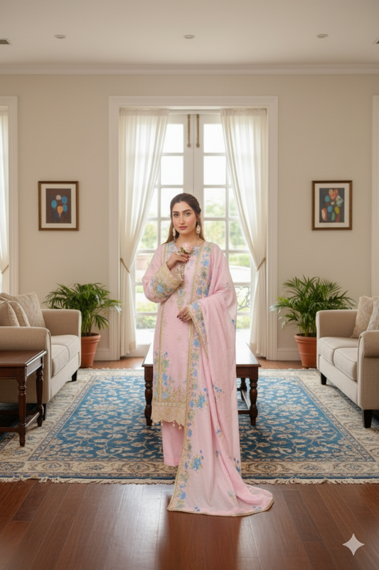 Saadia Ahmed LWSU-25FE308 Embroidered Swiss Cotton