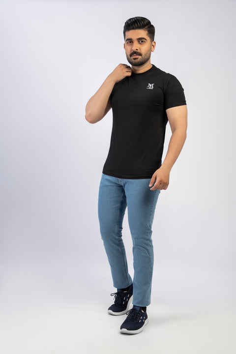 Latest Black Round Neck Plan t-shirt Pakistan
