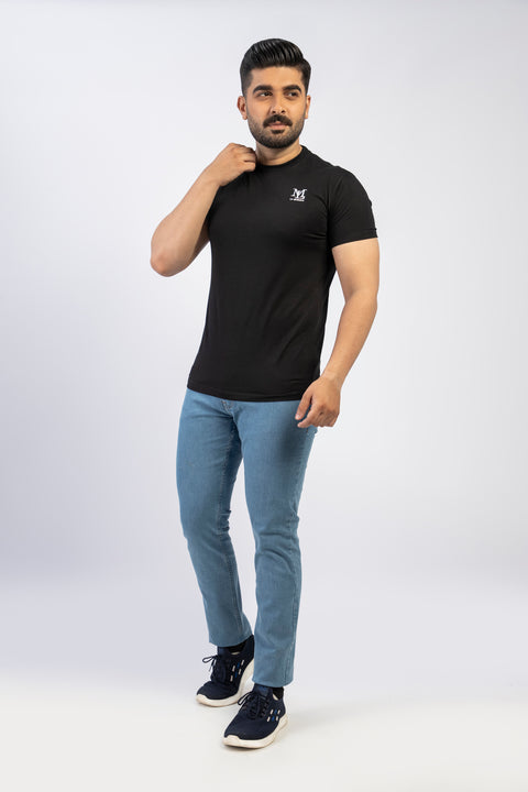 Latest Black Round Neck Plan t-shirt Pakistan