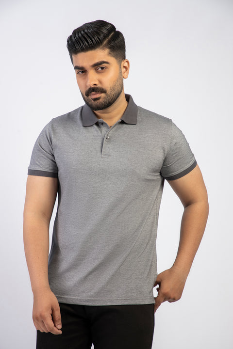 Latest Grey Yarn Dyed Polo Shirt Pakistan