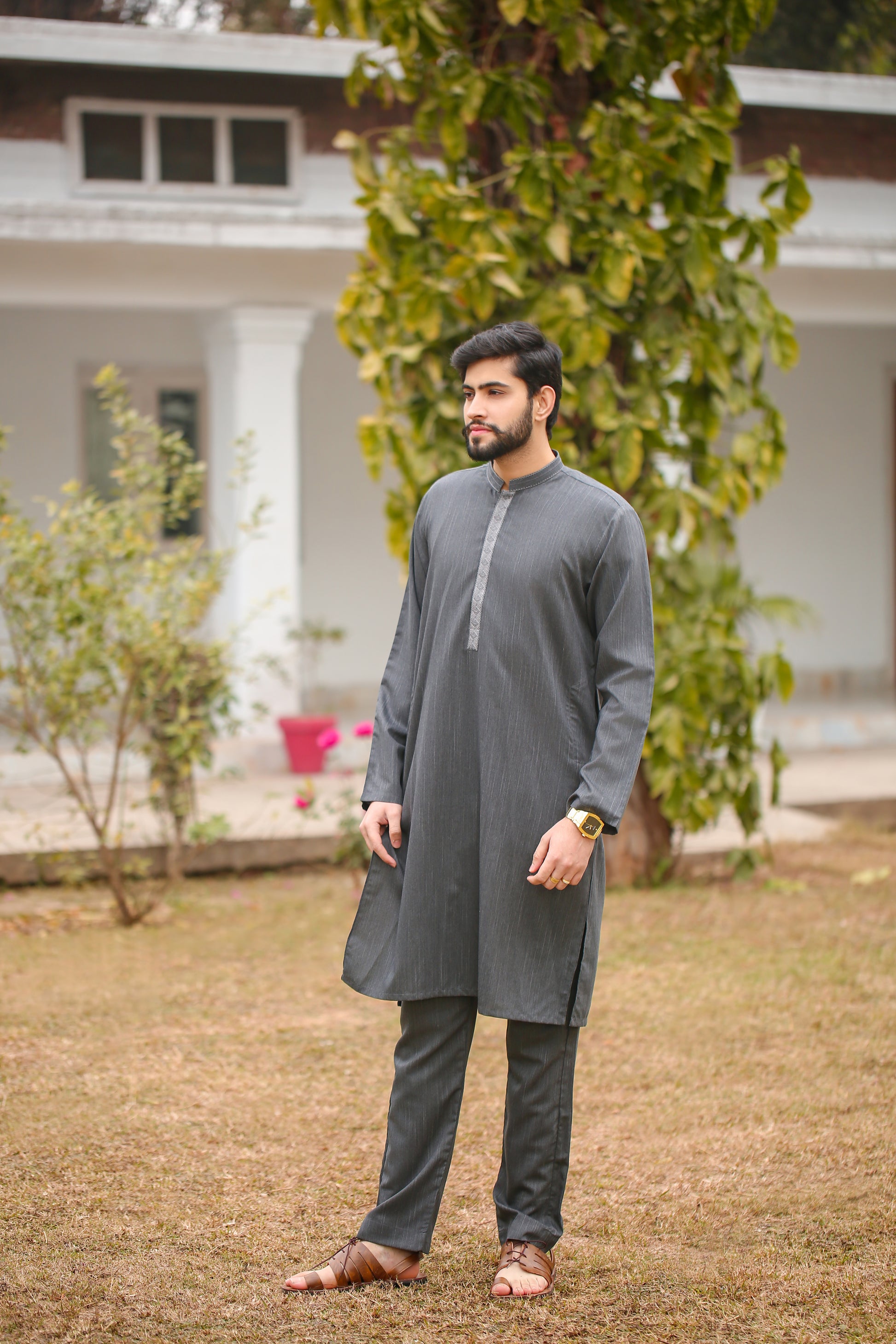 SKF25-009 Gray Slab Kameez Trouser - lamorado