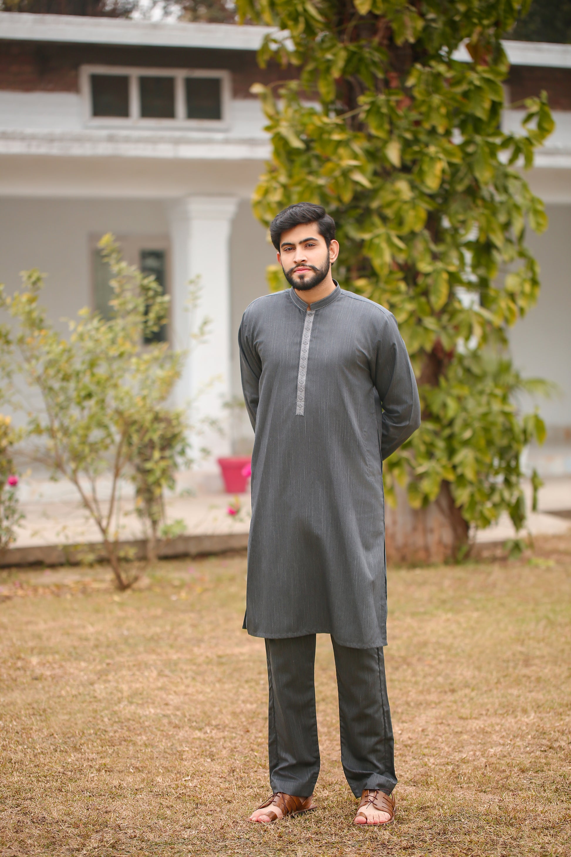 SKF25-009 Gray Slab Kameez Trouser - lamorado