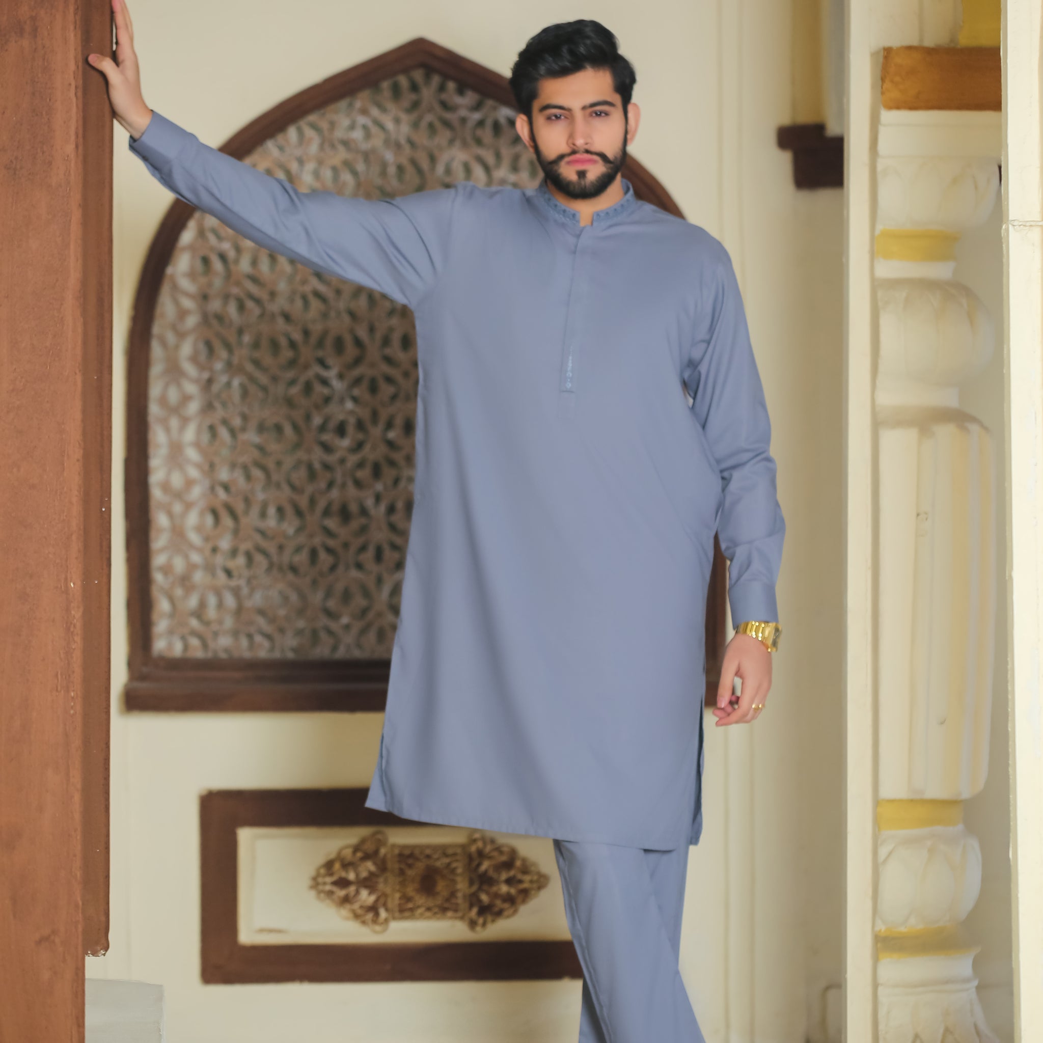 SKF25-010 Indigo Mist Kameez Trouser - lamorado