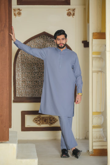 SKF25-010 Indigo Mist Kameez Trouser - lamorado