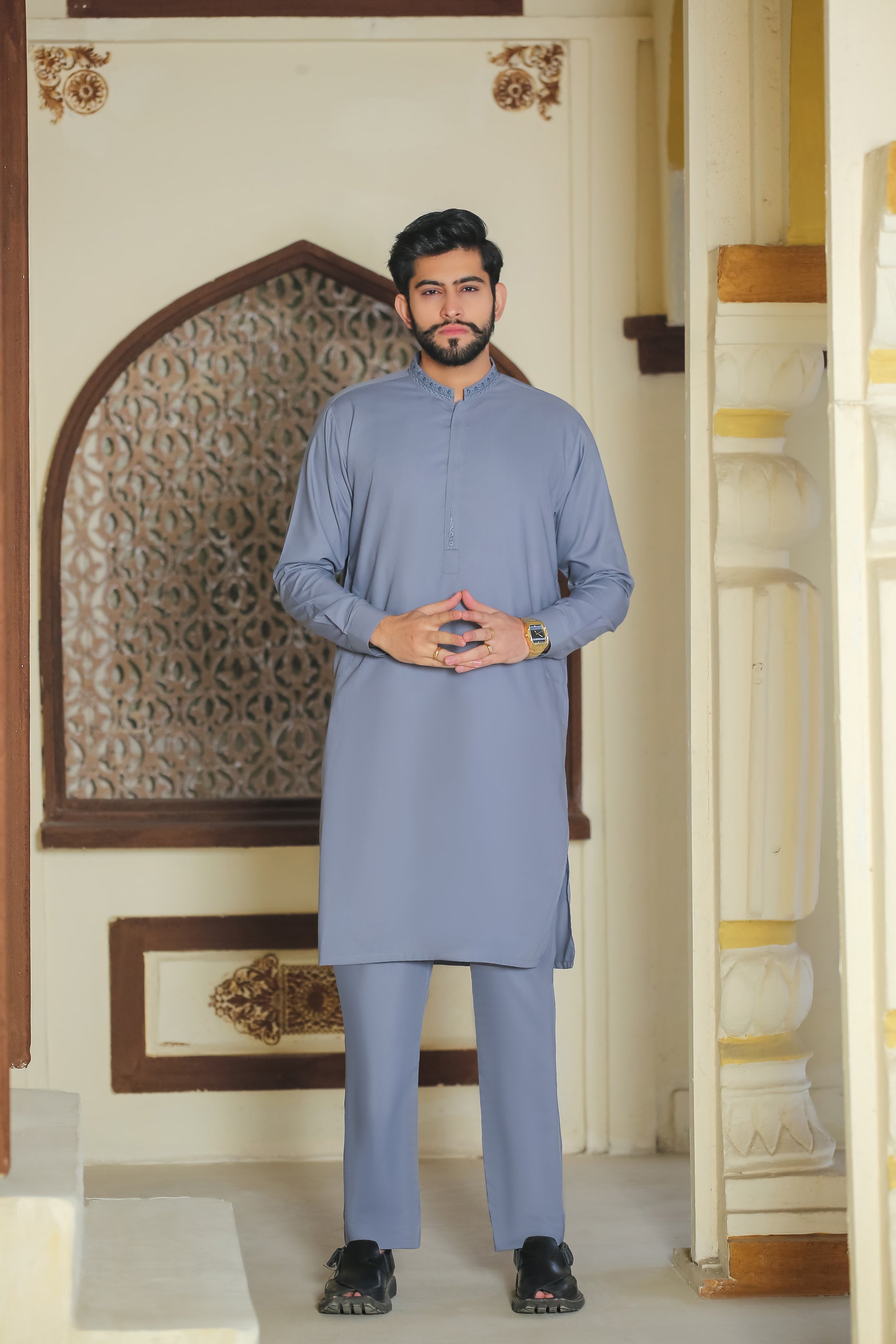 SKF25-010 Indigo Mist Kameez Trouser - lamorado
