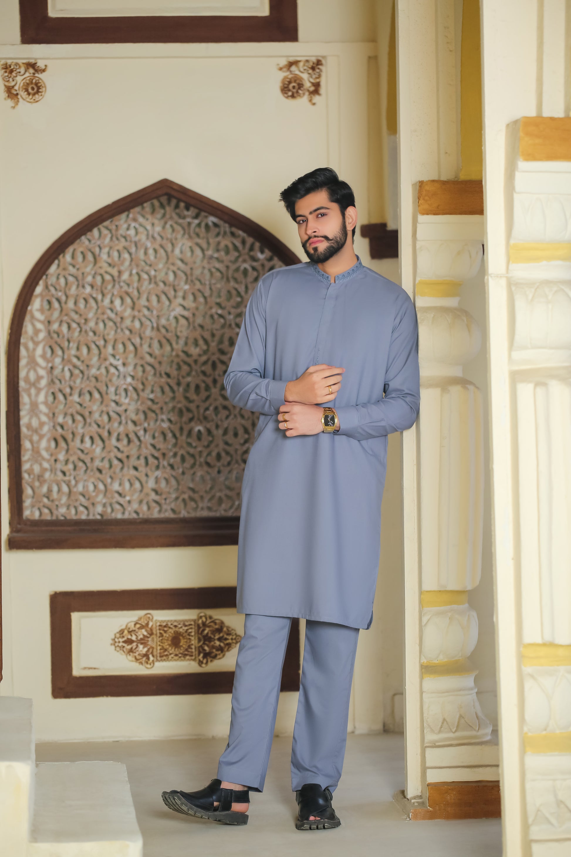 SKF25-010 Indigo Mist Kameez Trouser - lamorado