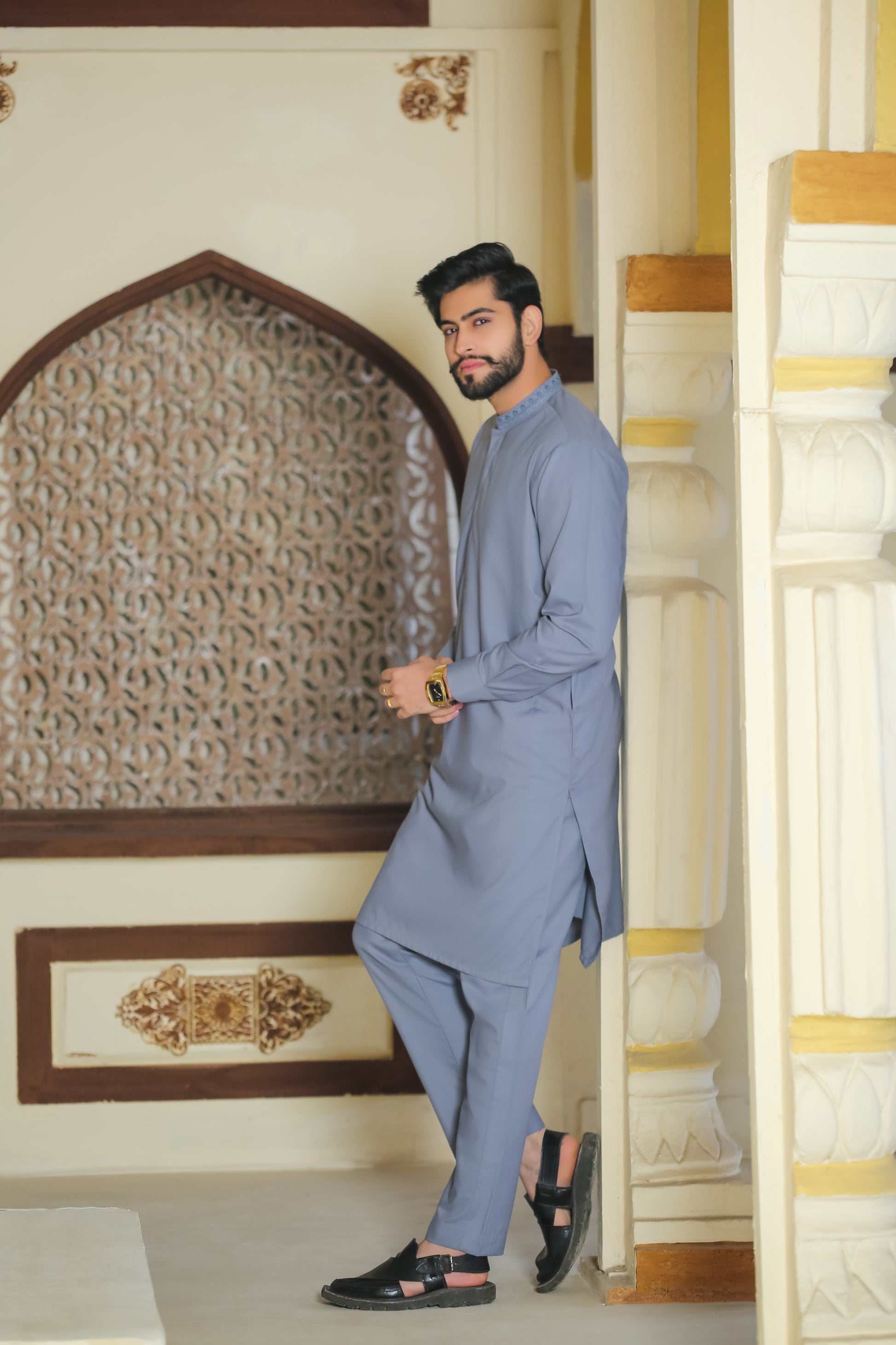 SKF25-010 Indigo Mist Kameez Trouser - lamorado