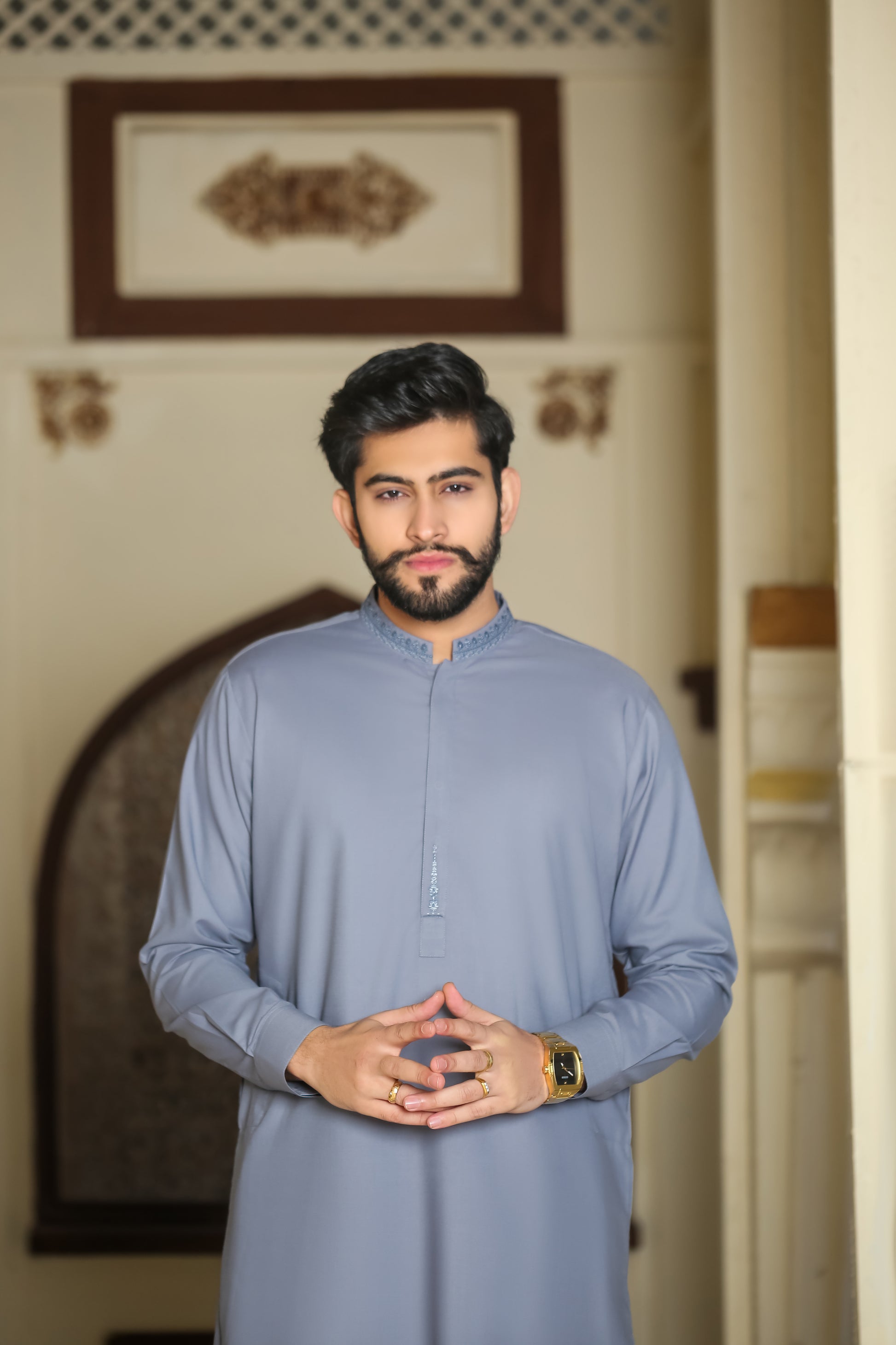 SKF25-010 Indigo Mist Kameez Trouser - lamorado