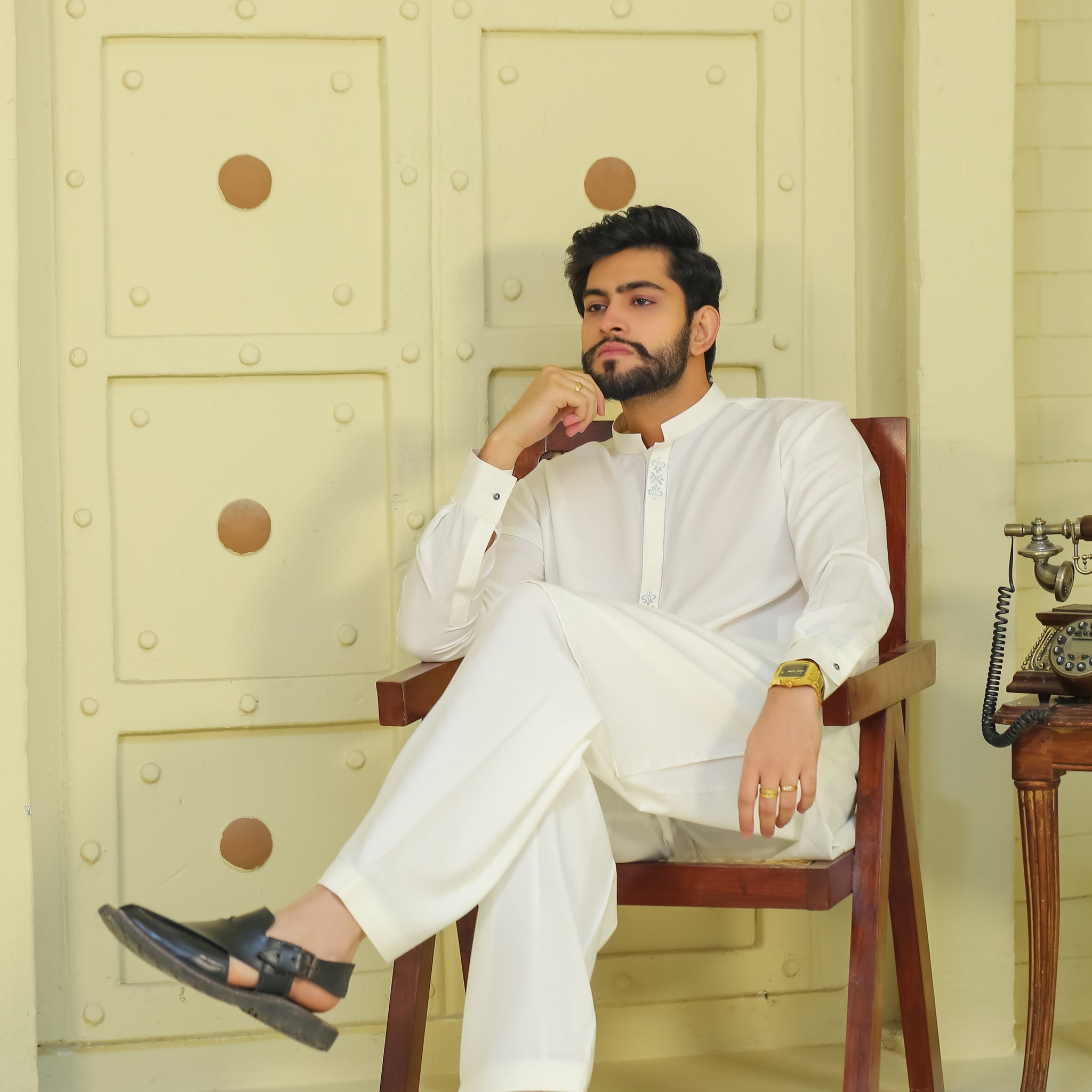 SKF25-002 White Kameez Shalwar - lamorado