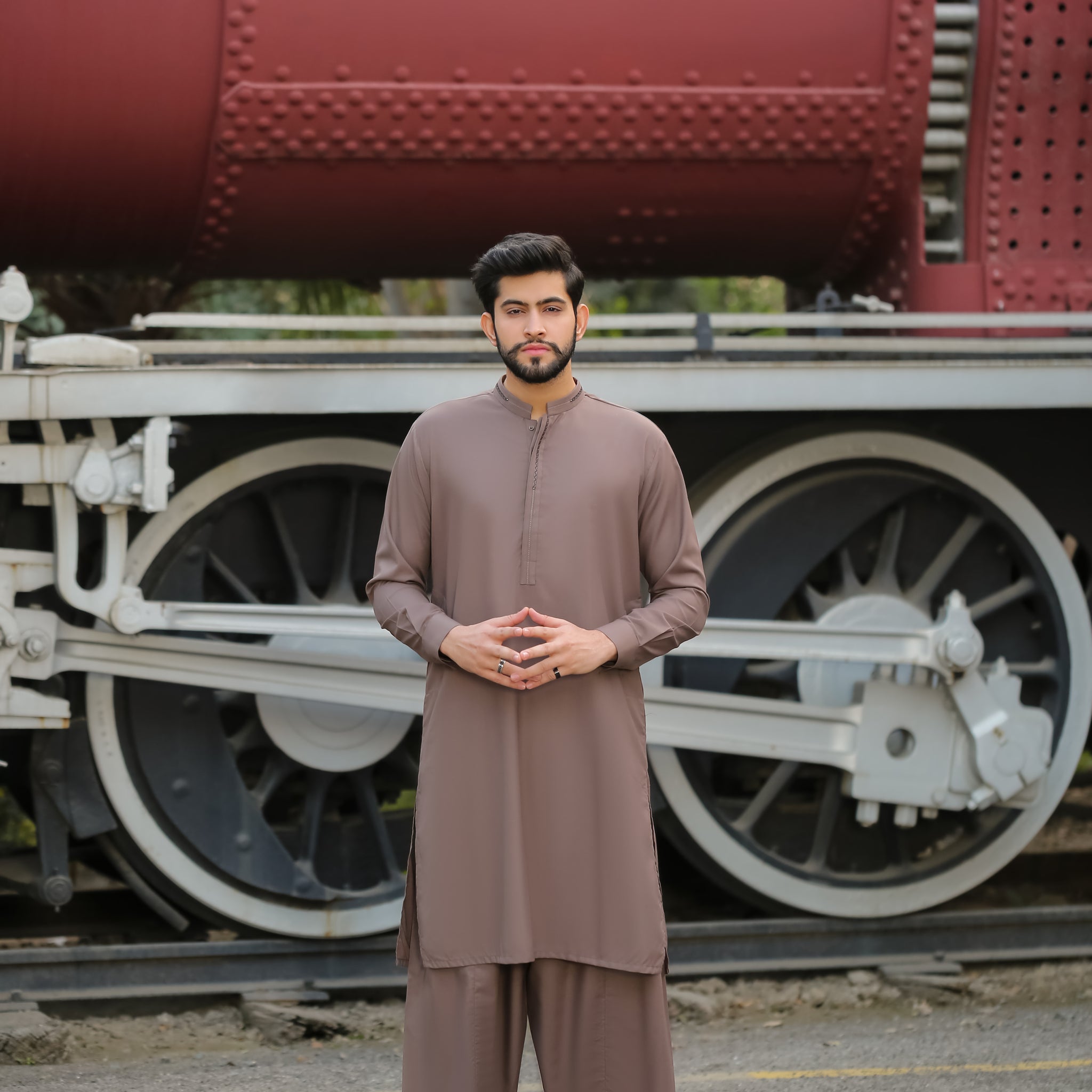 SKF25-008 Taupe Kameez Shalwar - lamorado