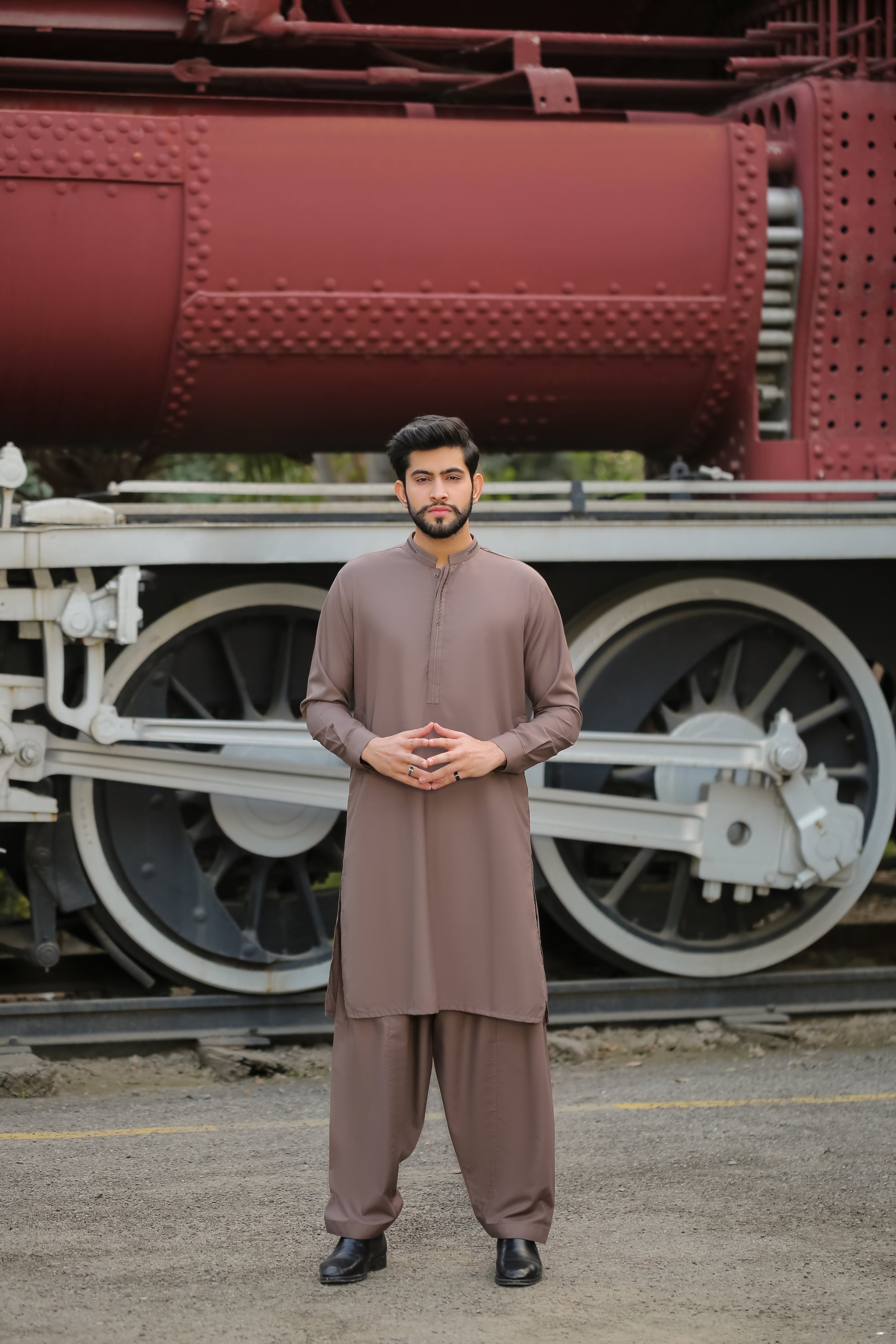 SKF25-008 Taupe Kameez Shalwar - lamorado