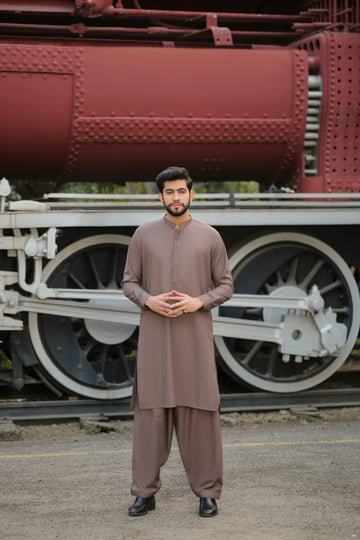 SKF25-008 Taupe Kameez Shalwar - lamorado