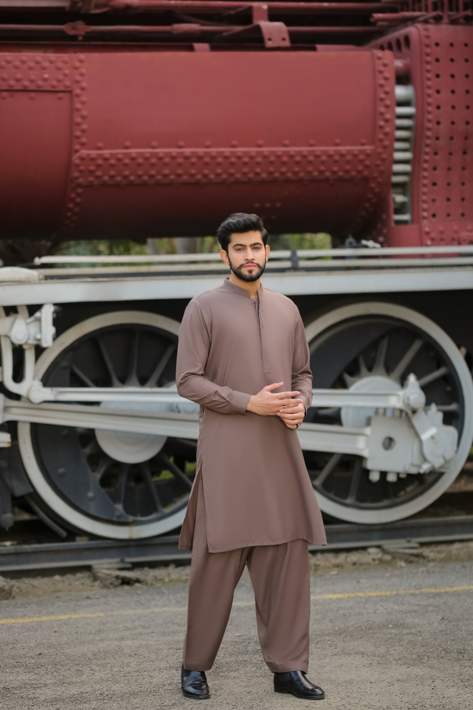 SKF25-008 Taupe Kameez Shalwar - lamorado