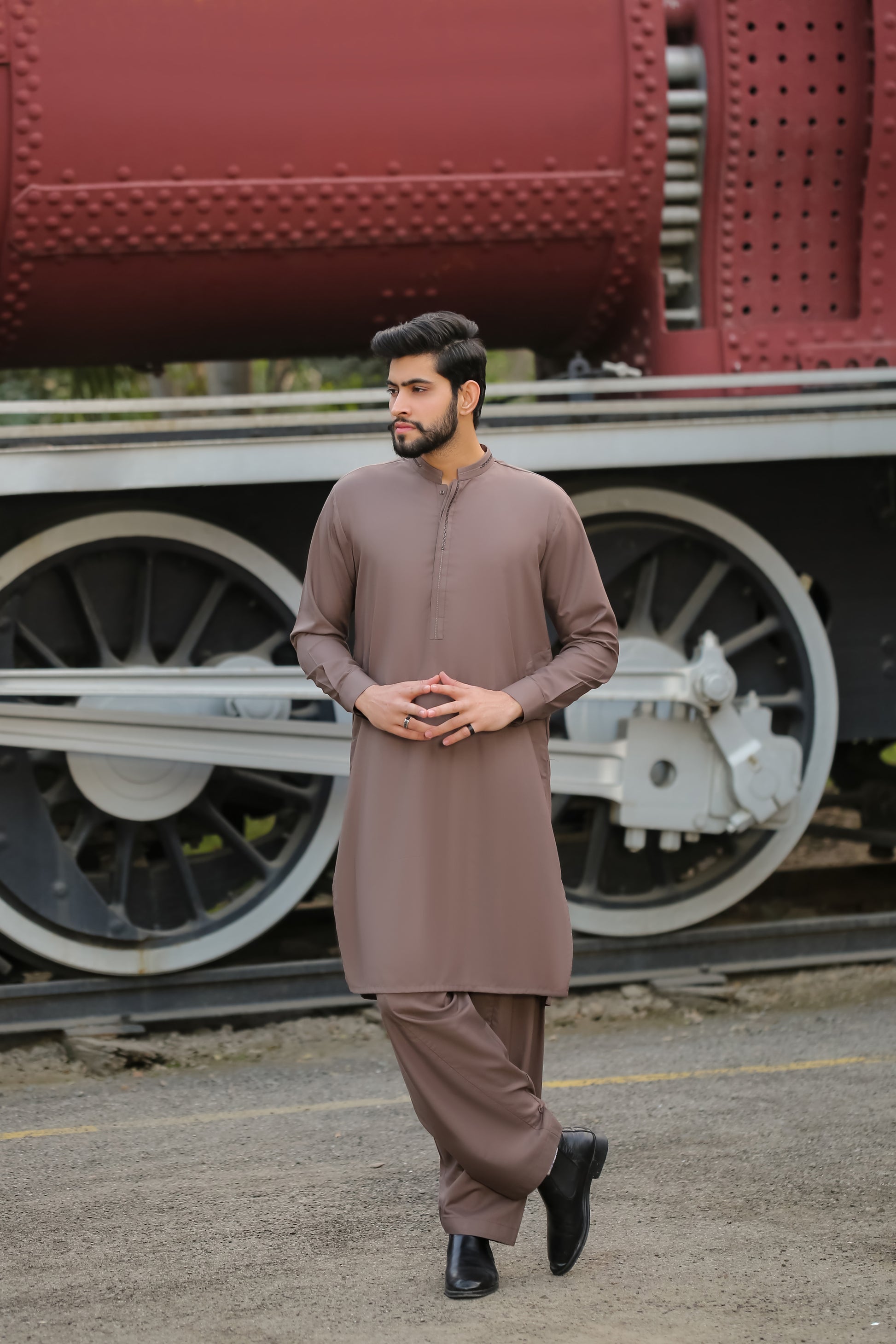 SKF25-008 Taupe Kameez Shalwar - lamorado