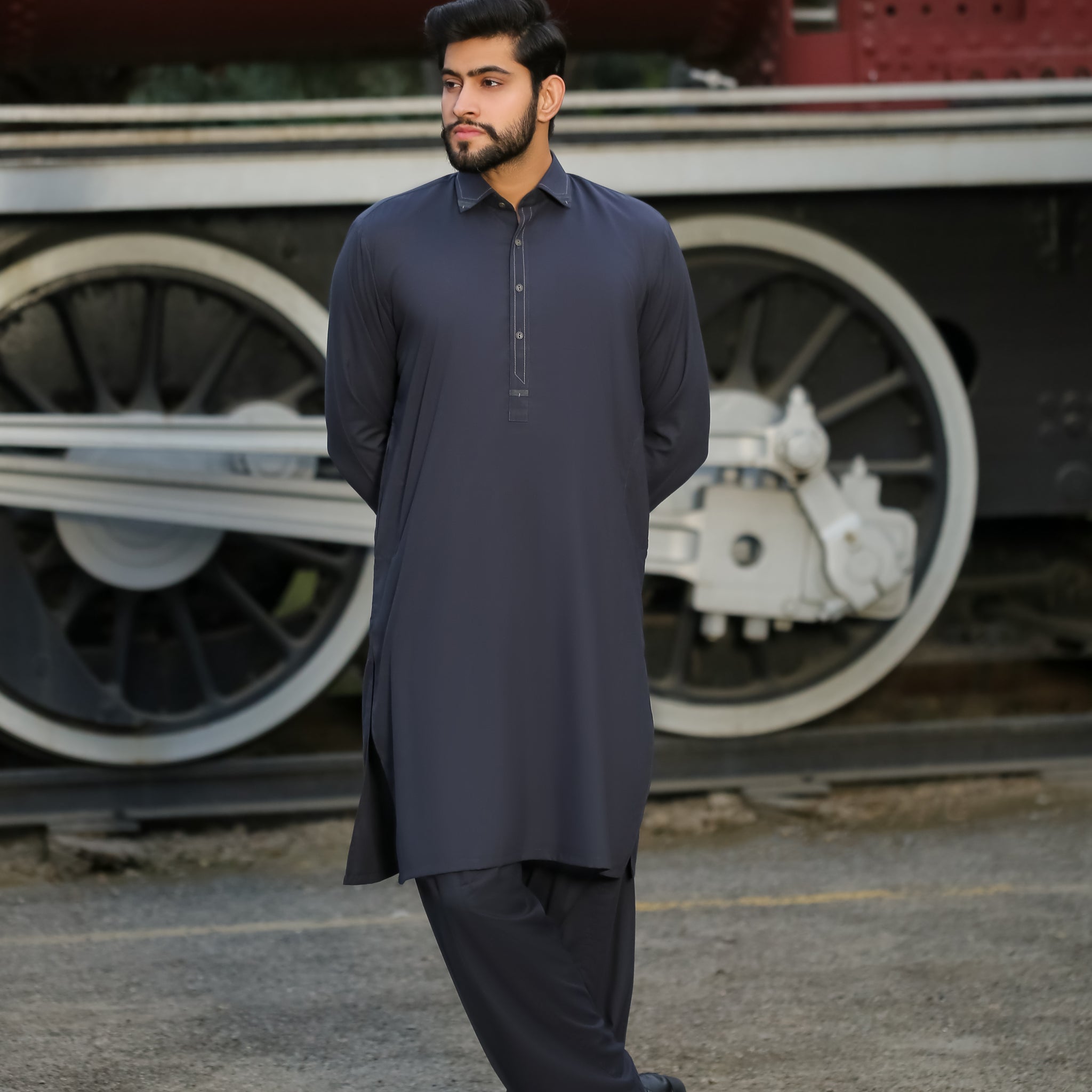 SKF25-011 Midnight Navy Kameez Shalwar - lamorado
