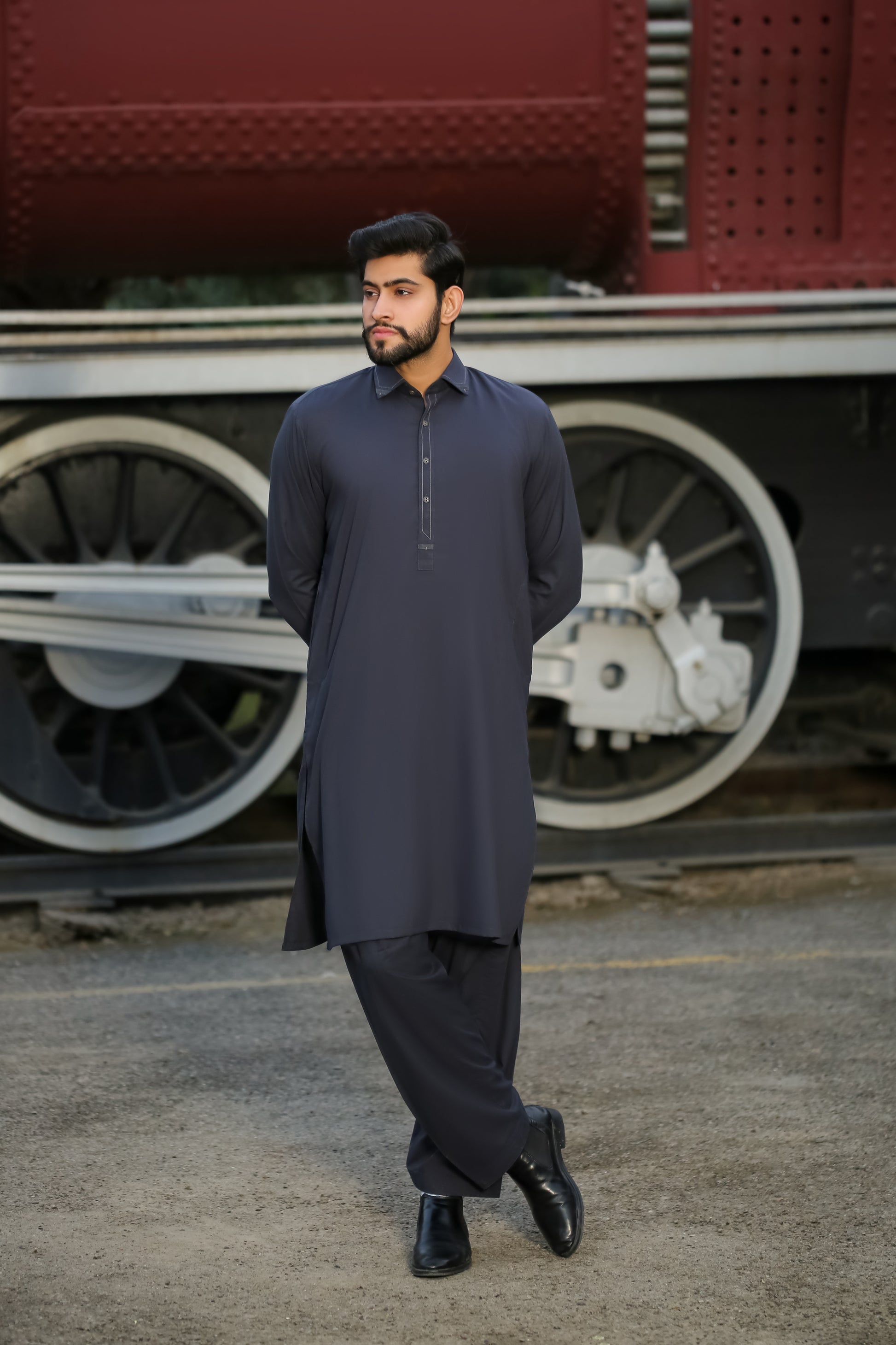 SKF25-011 Midnight Navy Kameez Shalwar - lamorado