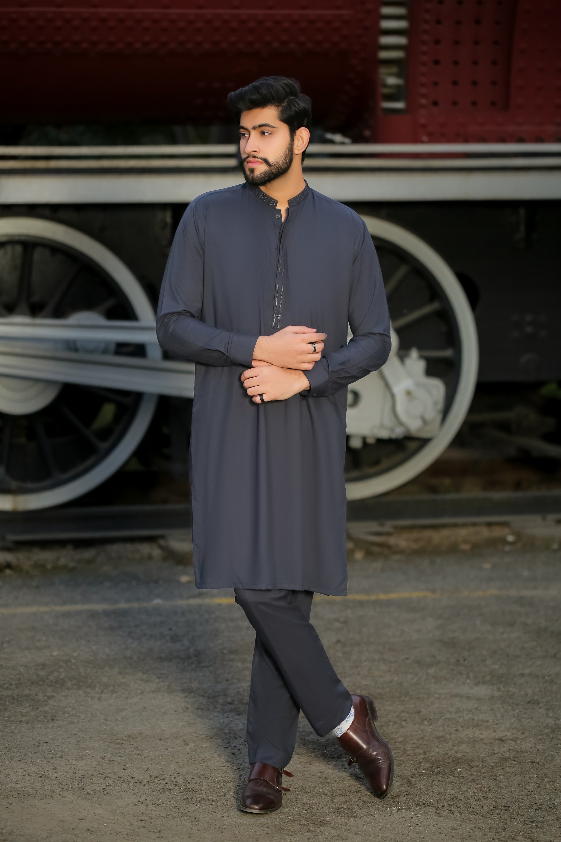 SKF25-001 Dark Navy Kameez Trouser - lamorado