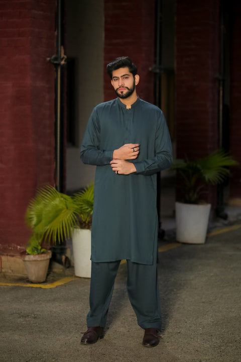 SKF25-007 Navy Slab Kameez Shalwar - lamorado