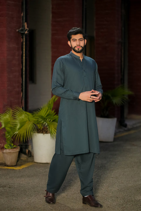 SKF25-007 Navy Slab Kameez Shalwar - lamorado