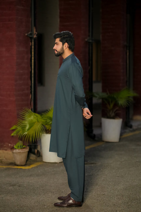 SKF25-007 Navy Slab Kameez Shalwar - lamorado