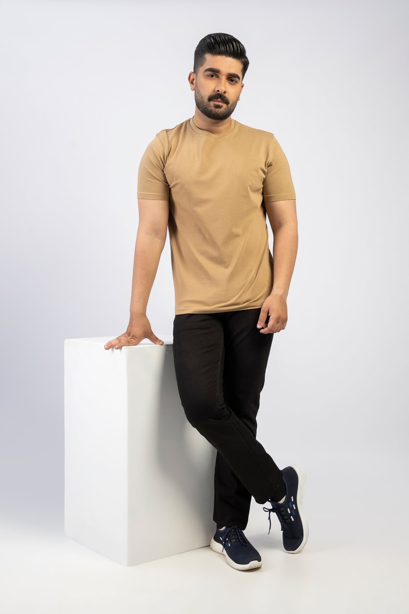 Latest Khaki Round Neck Plan t-shirt (Premium) Pakistan