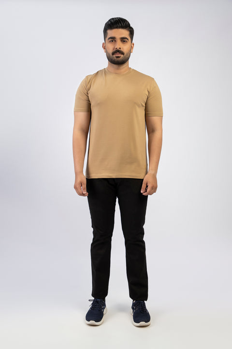 Latest Khaki Round Neck Plan t-shirt (Premium) Pakistan