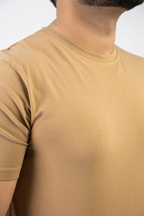 Latest Khaki Round Neck Plan t-shirt (Premium) Pakistan