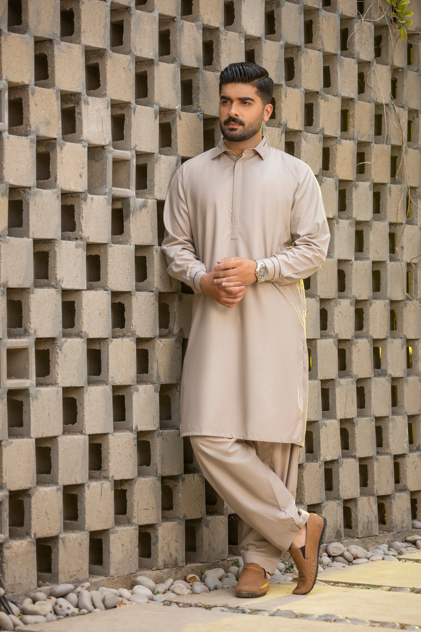 Latest Khaki Design Shalwar Kameez Pakistan