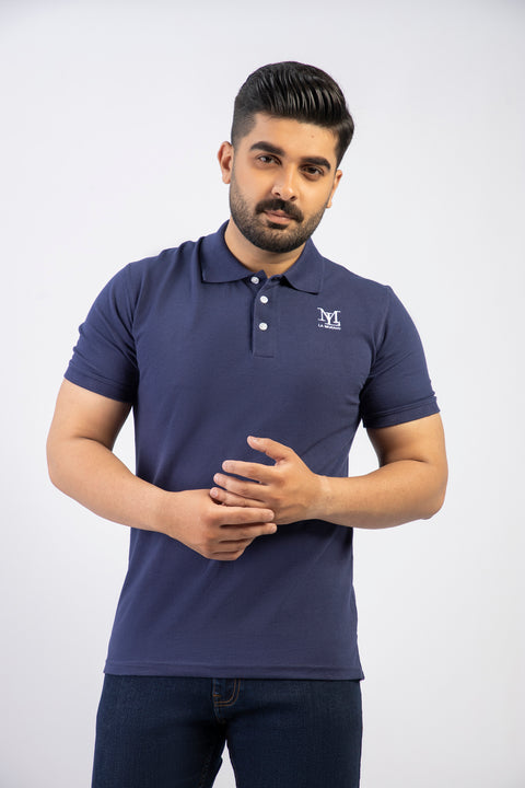 Navy Blue Basic Polo Shirt - lamorado