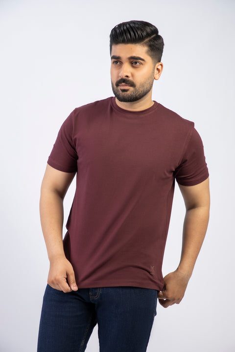 Latest Maroon Round Neck Plan t-shirt (Premium) Pakistan