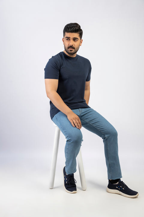 Latest Navy Blue Round Neck Plan t-shirt (Premium) Pakistan