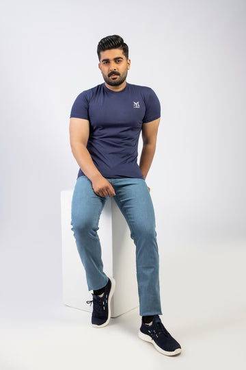 Latest Navy Blue Round Neck Plan t-shirt Pakistan