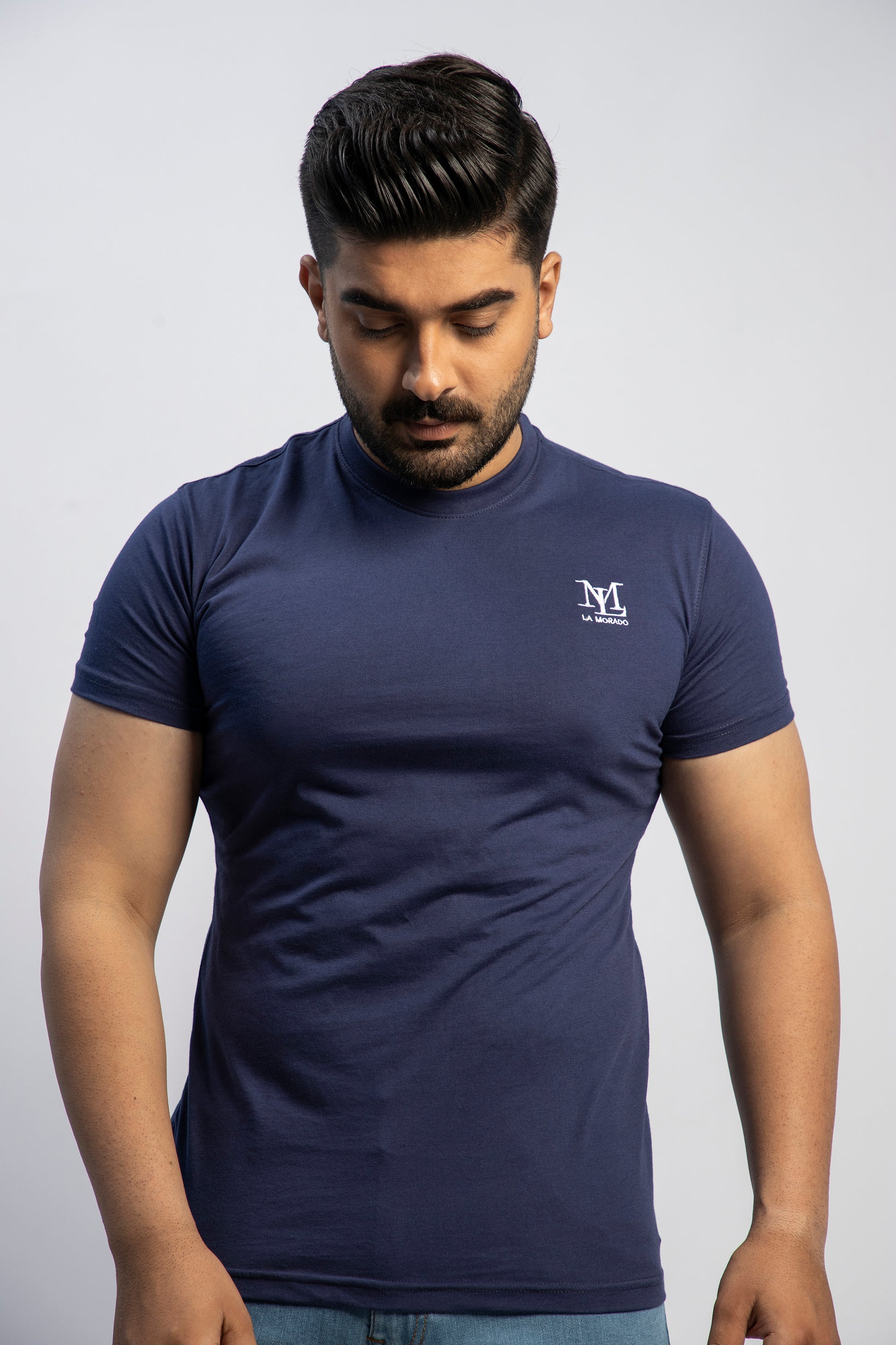 Latest Navy Blue Round Neck Plan t-shirt Pakistan