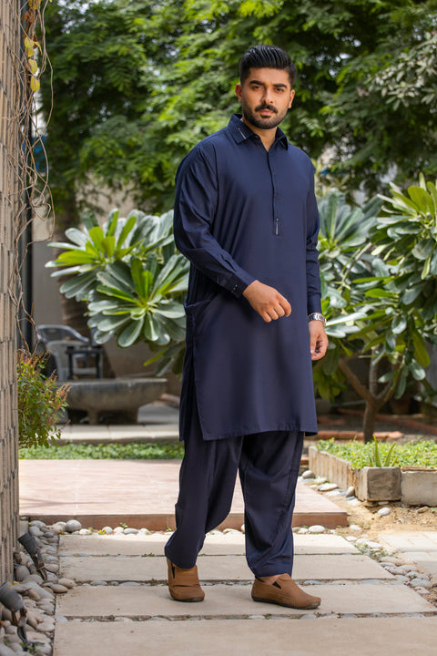 Latest Navy Blue Design Shalwar Kameez Pakistan