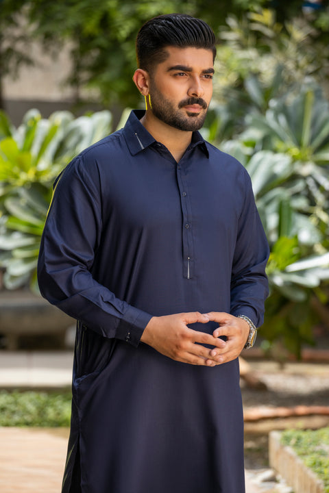 Latest Navy Blue Design Shalwar Kameez Pakistan