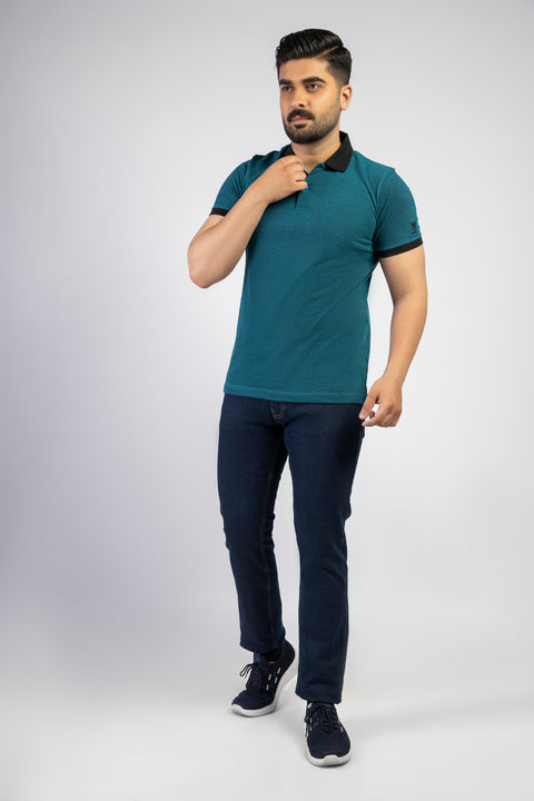 Latest Teal Yarn Dyed Polo Shirt Pakistan