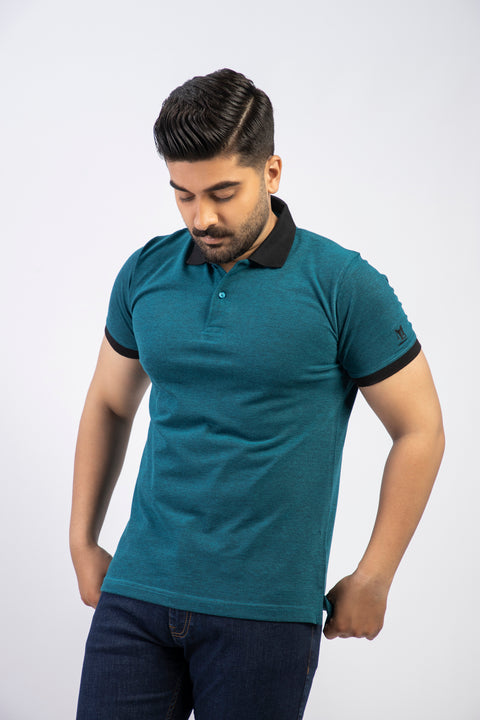 Latest Teal Yarn Dyed Polo Shirt Pakistan