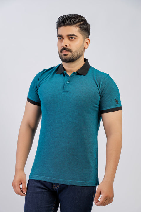 Latest Teal Yarn Dyed Polo Shirt Pakistan