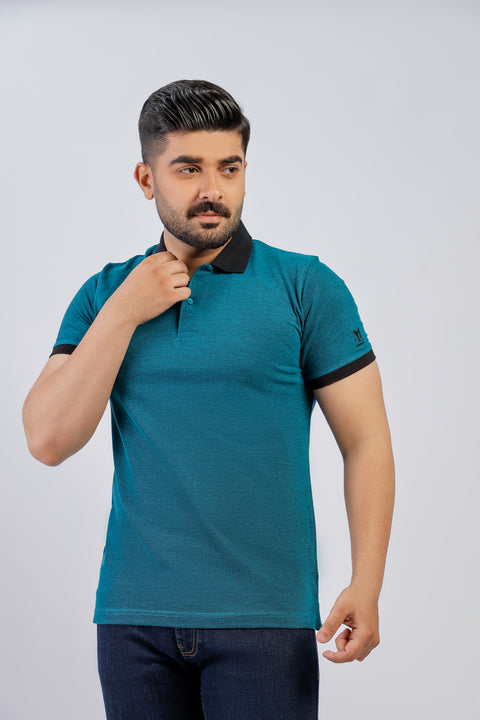 Latest Teal Yarn Dyed Polo Shirt Pakistan