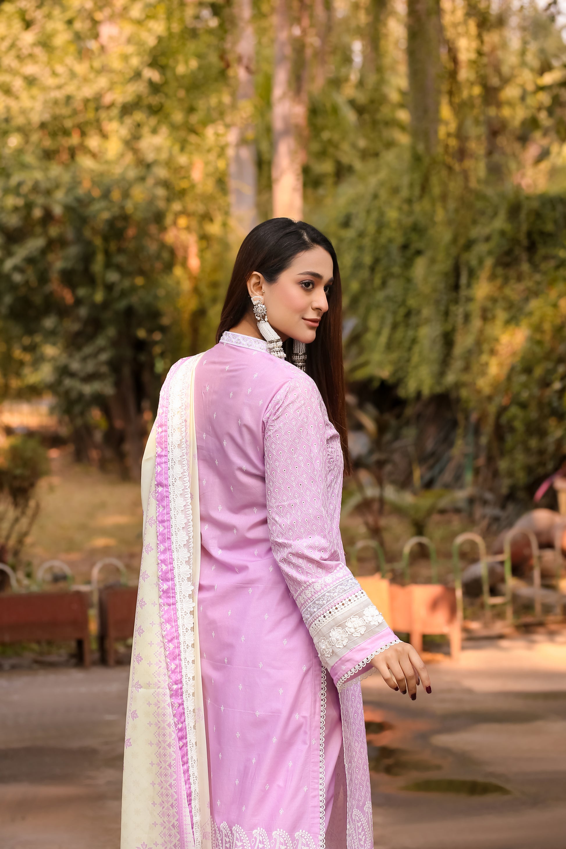 Saadia Ahmed LWSU-25CK302 ChikanKari Lilac Dress with Delicate Embroidery and Elegant Design