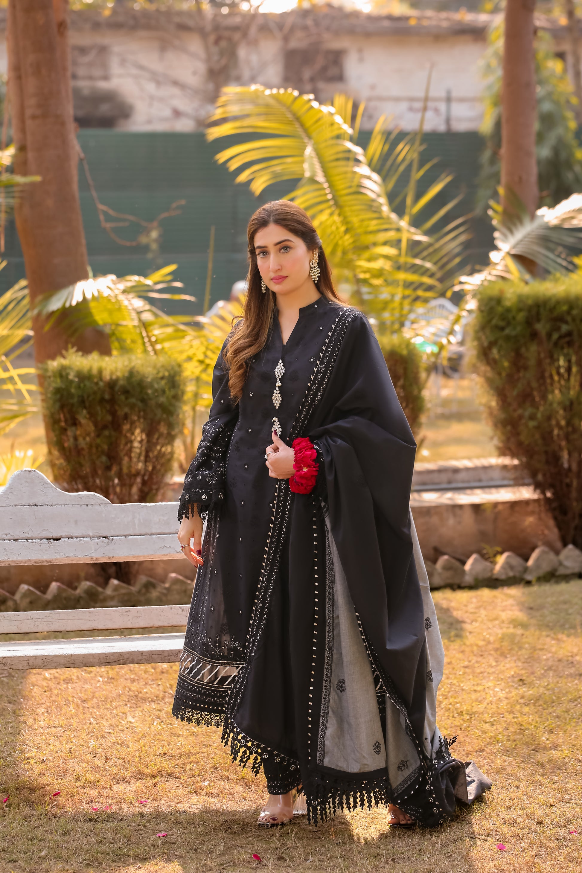 Saadia Ahmed LWSU-25CK304 ChikanKari Black Dress with Elegant Embroidery and Detailed Borders