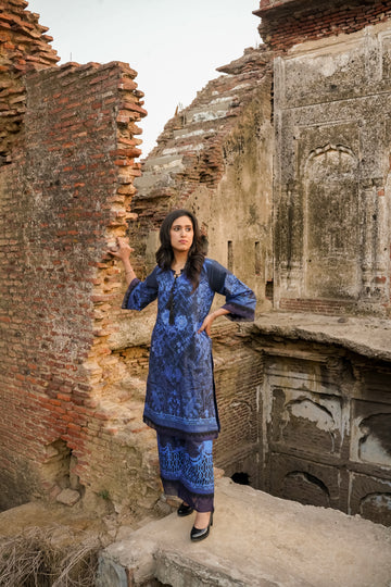 Saadia Ahmed LWSU-25P206 2-Pcs Printed Lawn Outfit in Blue with Elegant Design and Stylish Fit