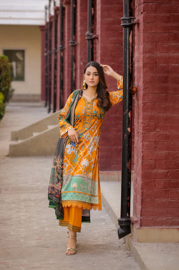 Saadia Ahmed LWSU-25P301 3-Pcs Printed Lawn
