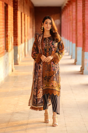 Saadia Ahmed LWSU-25P310 3-Pcs Printed Lawn Suit featuring intricate floral designs and elegant cut