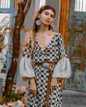 Checked Western Gown