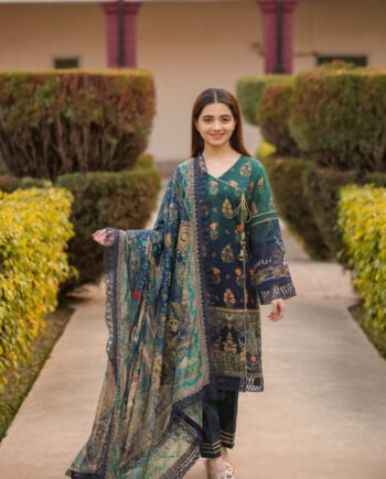 Saadia Ahmed LWSU-25P309 3-Pcs Printed Lawn