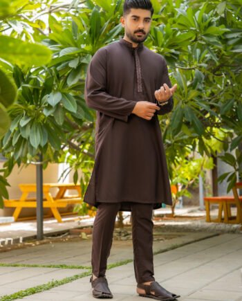 Dark Maroon Embroidered